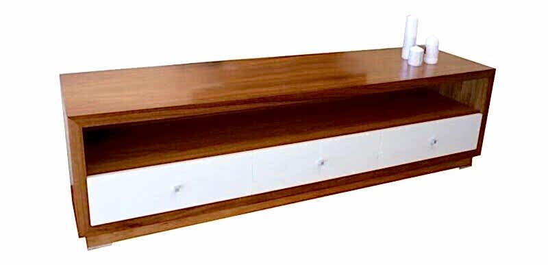 Australian Blackwood TV Unit with white 2 pack painted drawer fronts