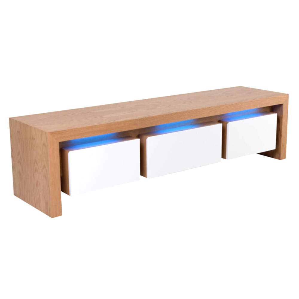 McLaren TV unit 3 drawers solid timber and LED