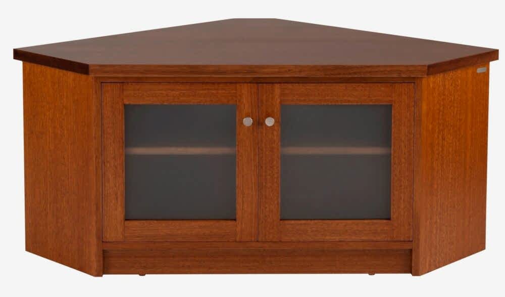 Corner Entertainment cabinet with 2 doors acid etched glass
