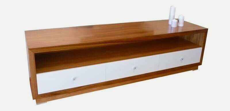Australian Blackwood TV Unit with white 2 pack painted drawer fronts