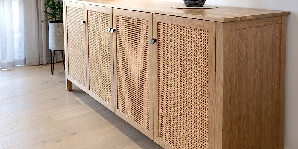 Medindie side board with Rattan doors