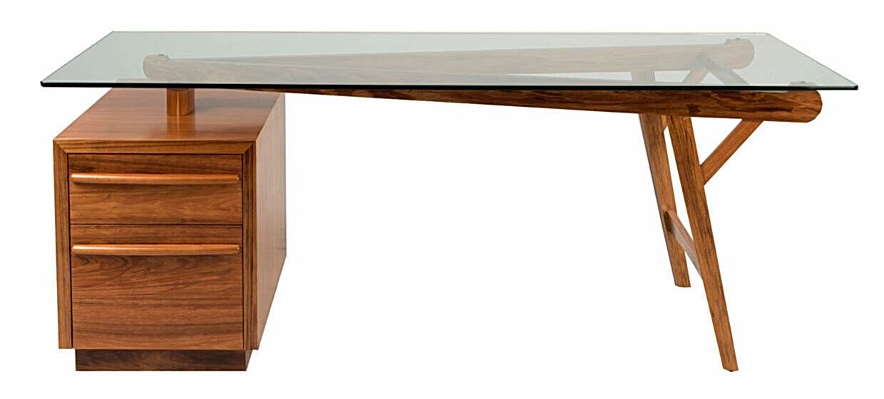 Arke Office Desk with Filing Cabinet - Glass top - furniture manufacturer adelaide