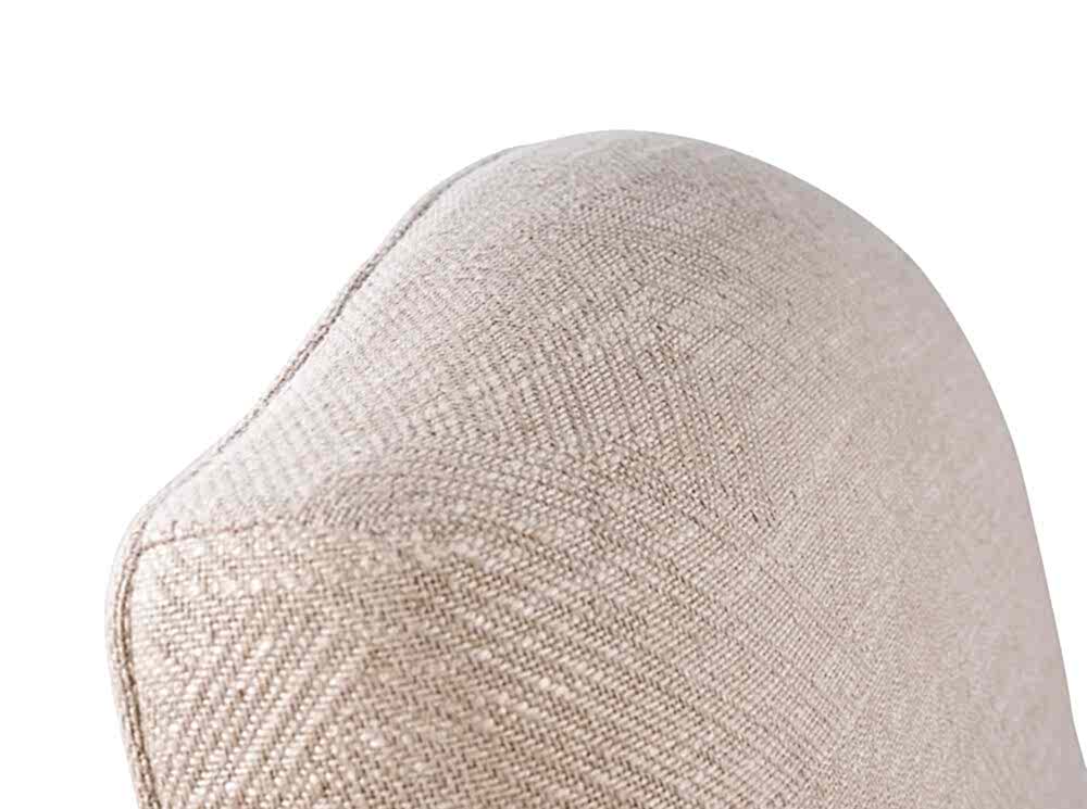 Adelaide, South Australian made solid timber traditional Bordeaux dining chair upholstered in neutral, view of top.