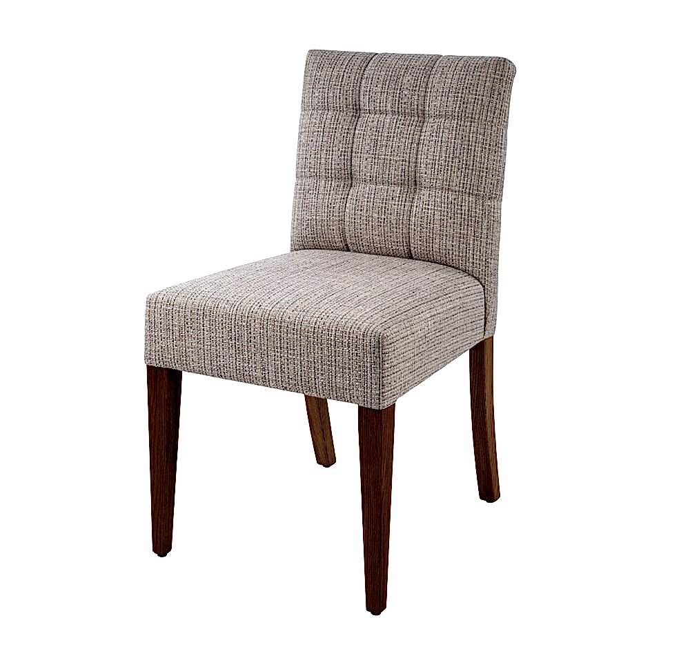 Adelaide, South Australian made solid timber Henley dining chair upholstered in fabric, view of front.