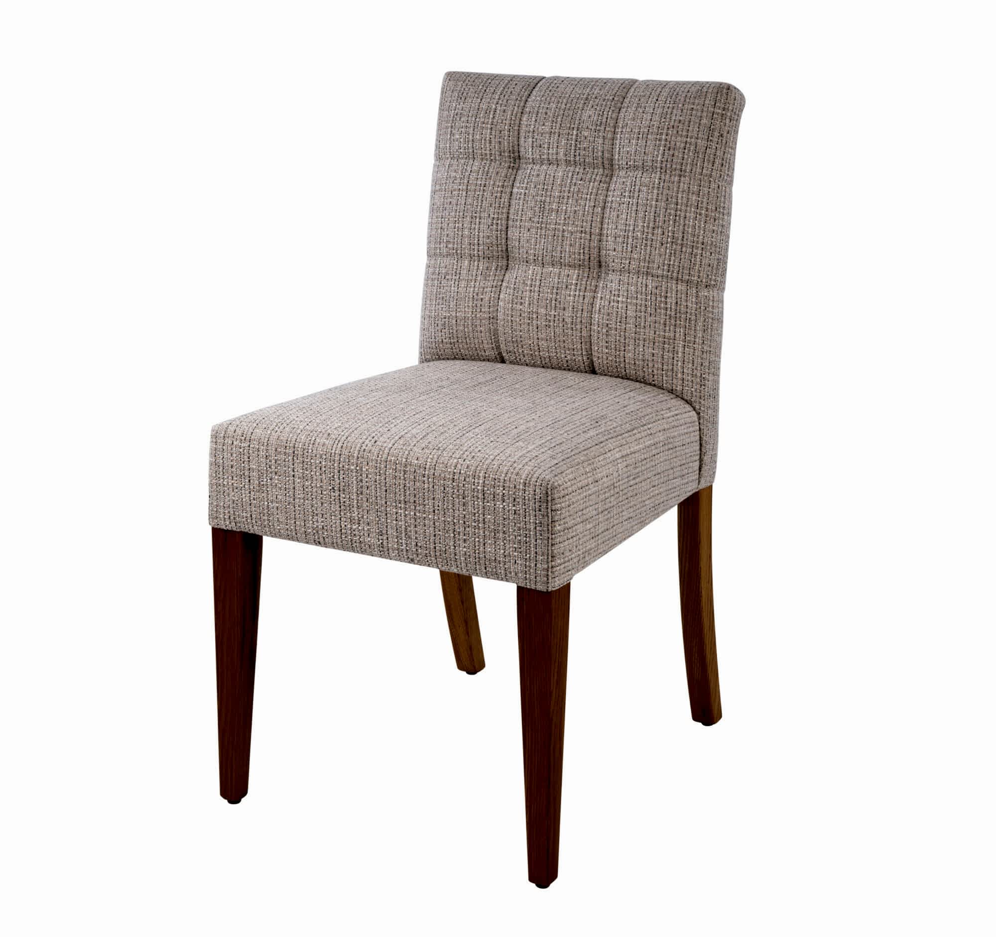 Adelaide, South Australian made solid timber Henley dining chair upholstered in fabric, view of front.