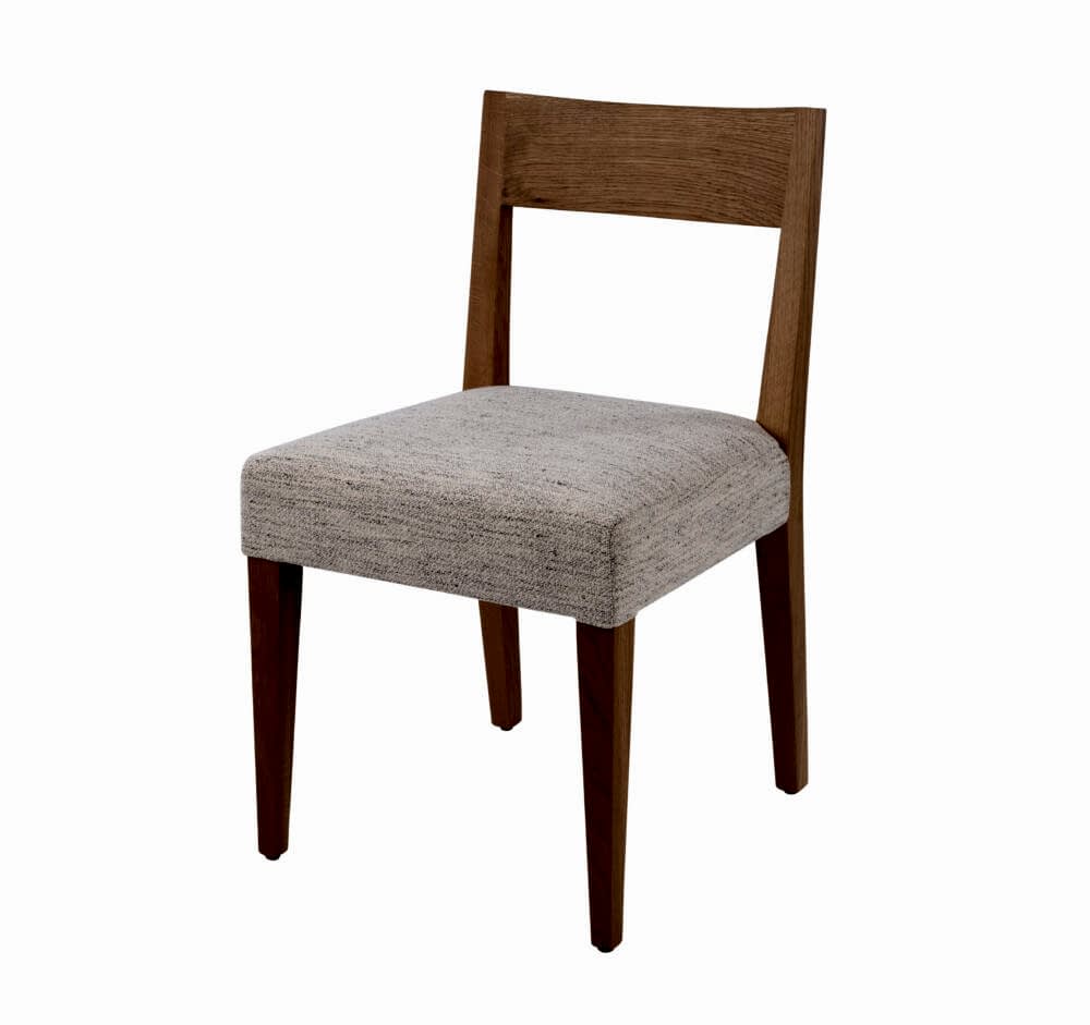 Adelaide, South Australian made solid timber Tahoe dining chair with a timber back, view of front.