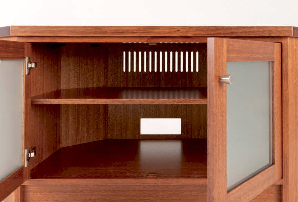 Corner entertainment units - cabinet storage detail