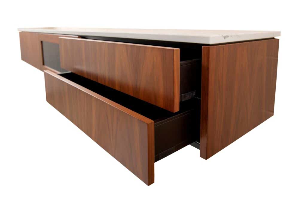 Dan wall mounted entertainment cabinet with Stone top