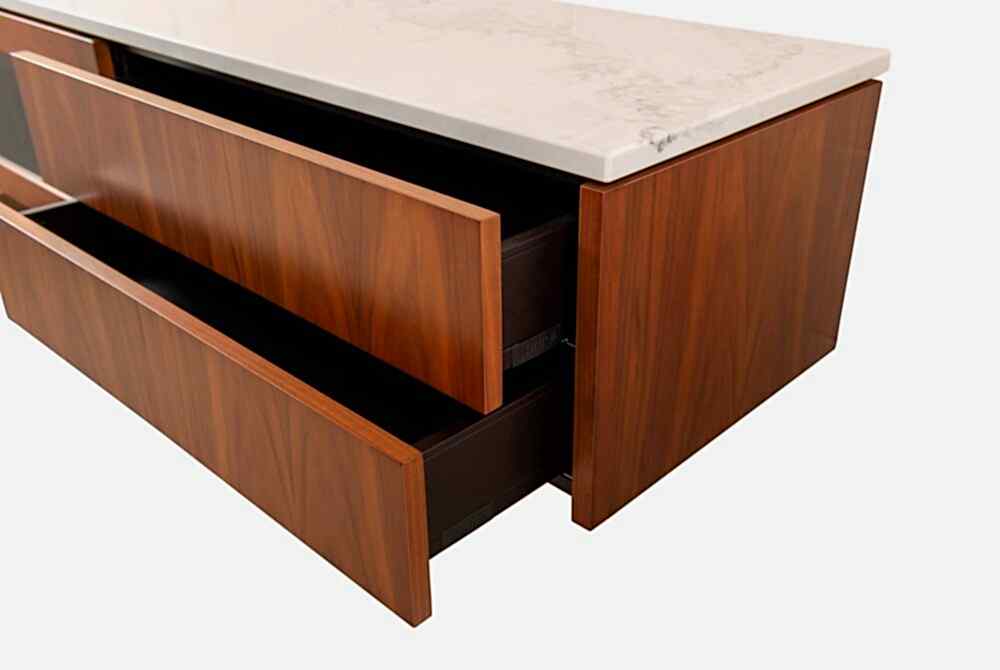 Dan wall mounted entertainment cabinet with Stone top