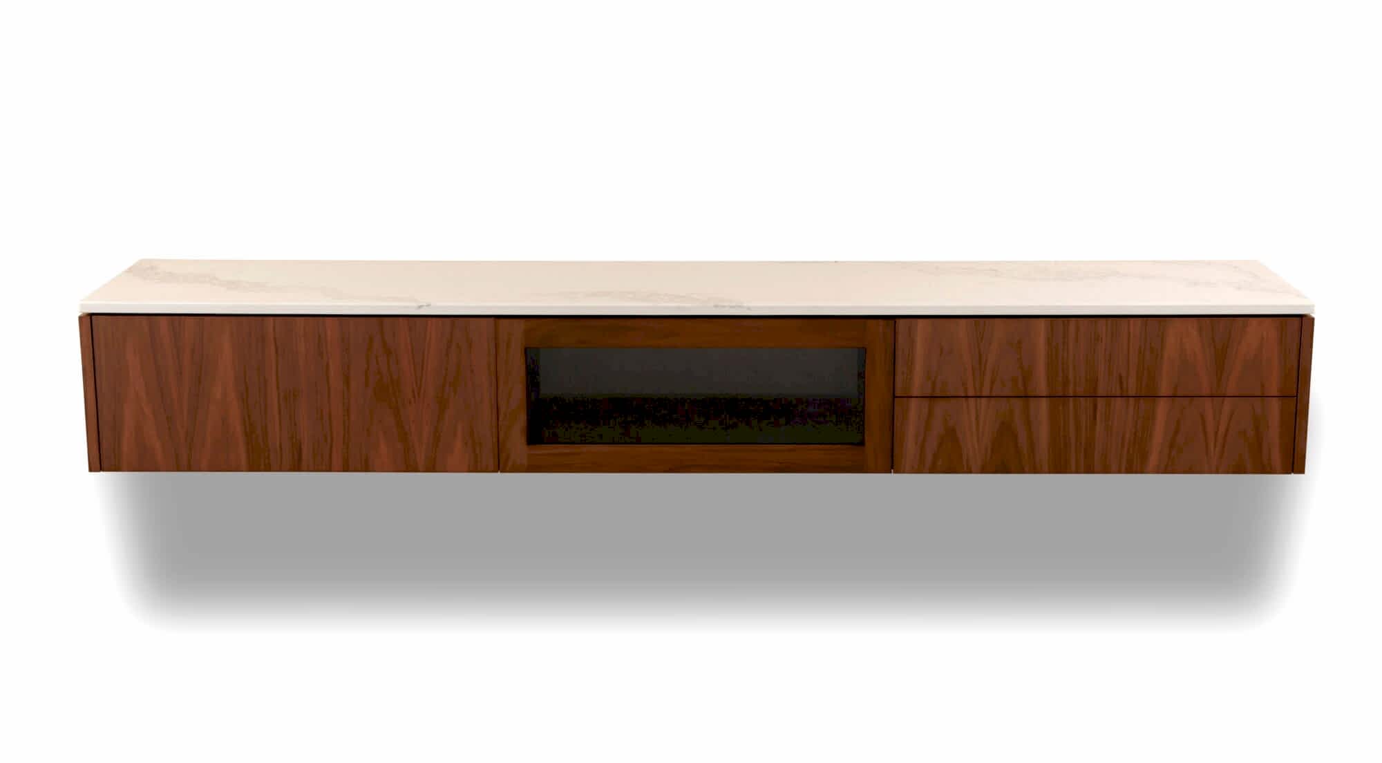 Dan wall mounted entertainment cabinet Caesarstone timber Adelaide