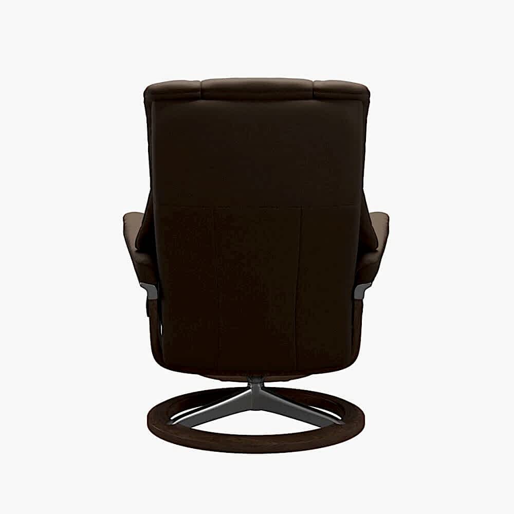 Stressless Mayfair Signature Base Recliner with Paloma Dark Mushroom Leather Polished Aluminium Metal Brown Walnut Wood