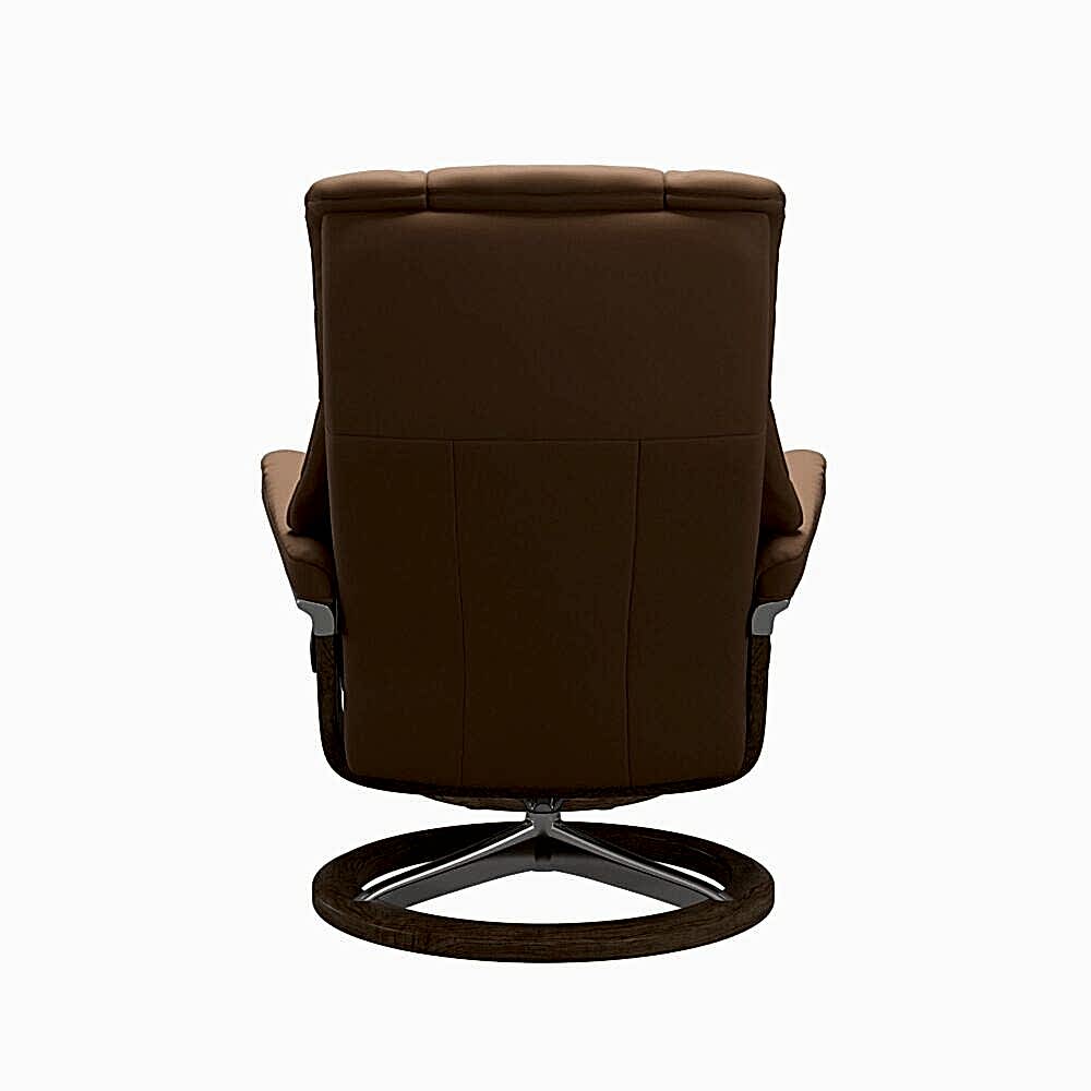 Stressless Mayfair Signature Base Recliner with Paloma Brown Funghi Leather Polished Aluminium Metal Brown Smoked Oak Wood