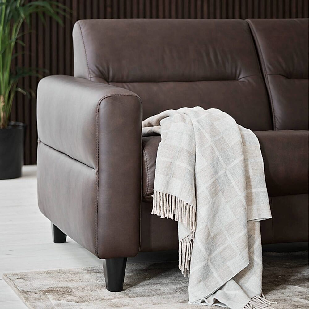 Stressless Fiona Sofa 2 seater chocolate leather upholstered arms black wood legs