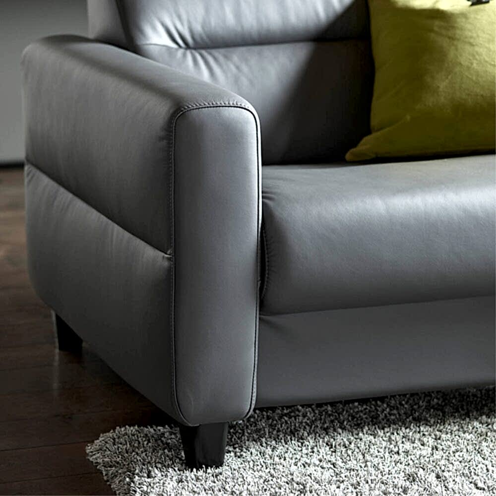 Stressless Fiona Sofa - grey leather upholstered arms