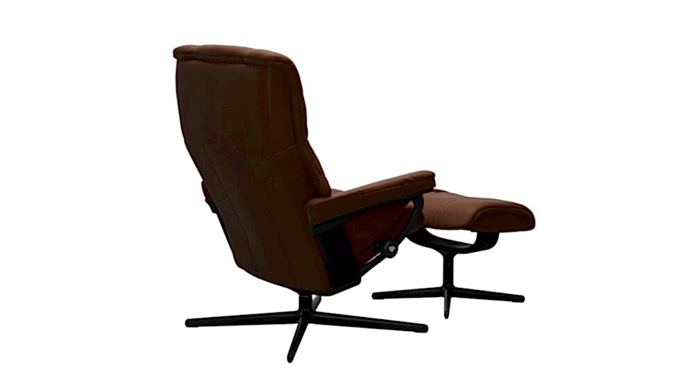 Stressless Mayfair Recliner with Cross Base Brown Tan Copper Leather Black Metal and Black wood