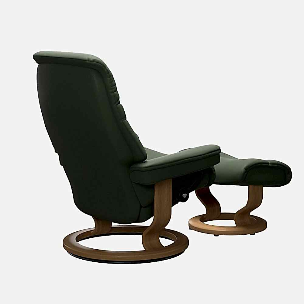Stressless Sunrise Recliner Classic Base oak thyme green leather