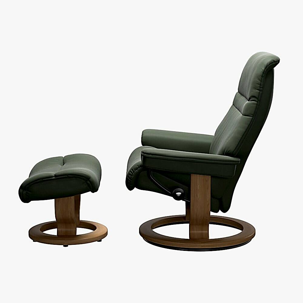 Stressless Sunrise Recliner Classic Base oak thyme green leather