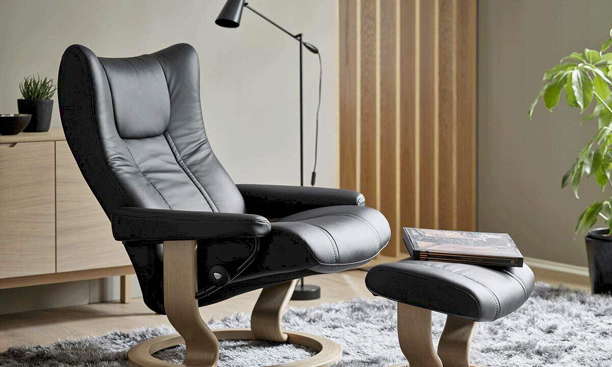 Stressless recliners Adelaide - Wing in leather with stool