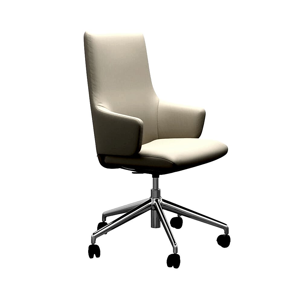 Stressless laurel home office chair - cream leather with arms chrome base