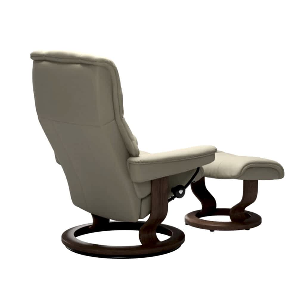 Stressless Mayfair Recliner Classic Base Walnut with Paloma leather Light Grey White
