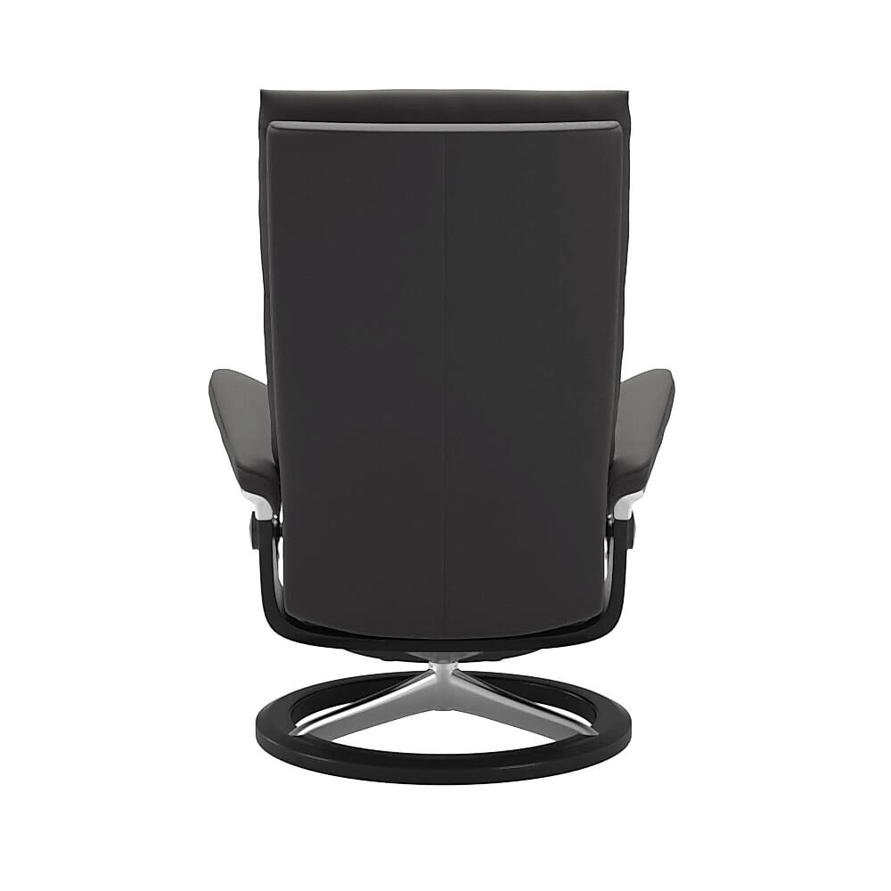 Stressless Aura Signature Base Paloma Leather Dark Black Rock Aluminium Metal Black Wood
