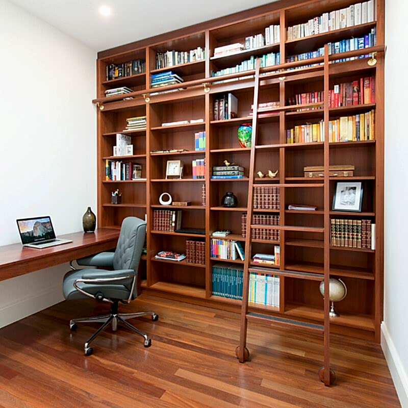 Wall mounted built in bookshelves adelaide with ladder