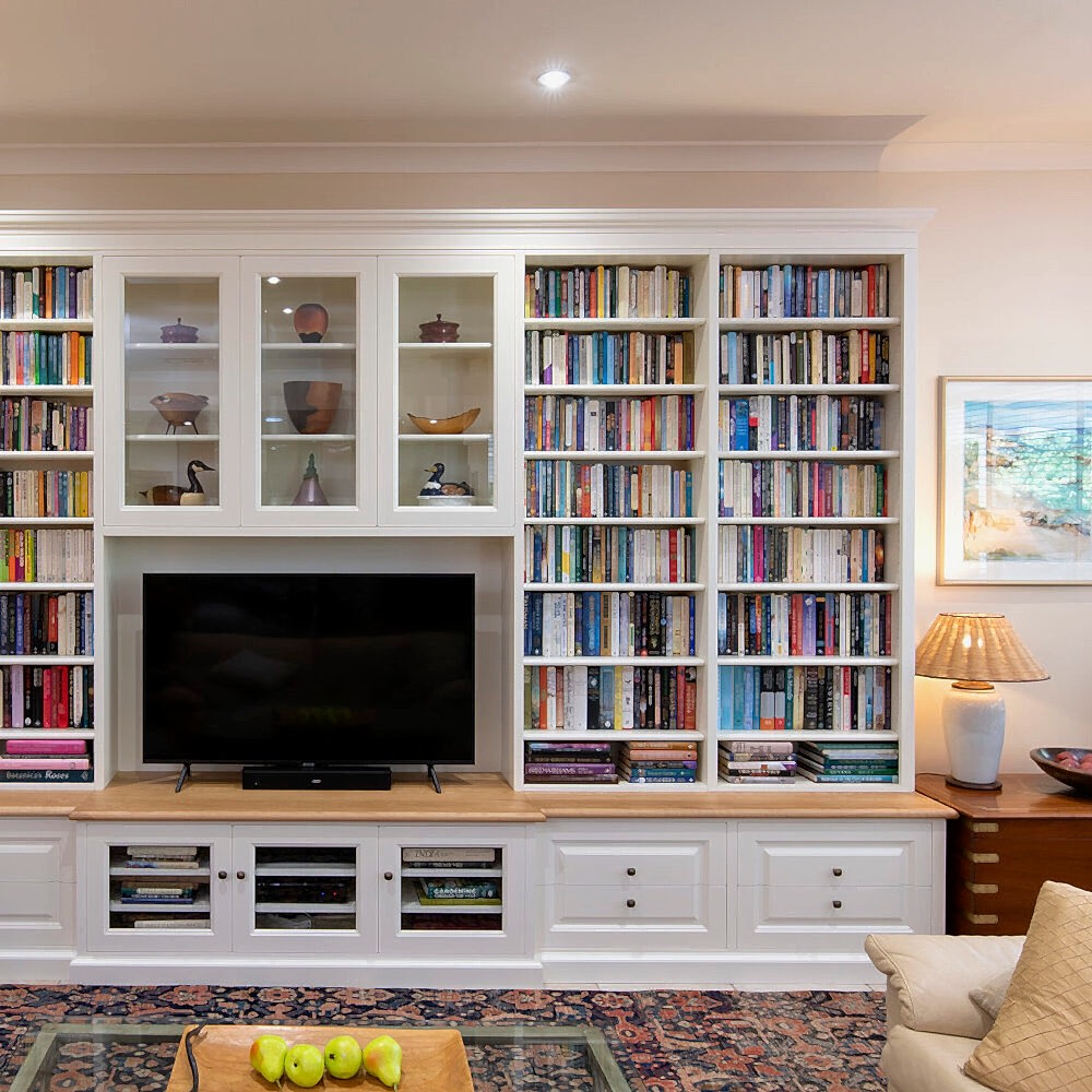 Custom bookshelves adelaide and entertainment unit - solid timber furniture adelaide