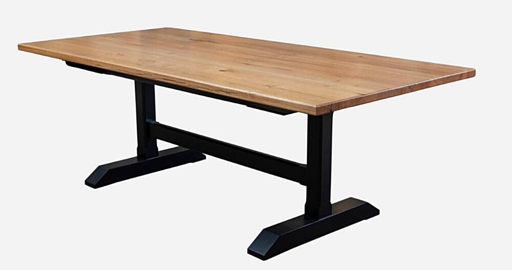 Beltana Hahn refectory dining table - wooden top and black timber leg base