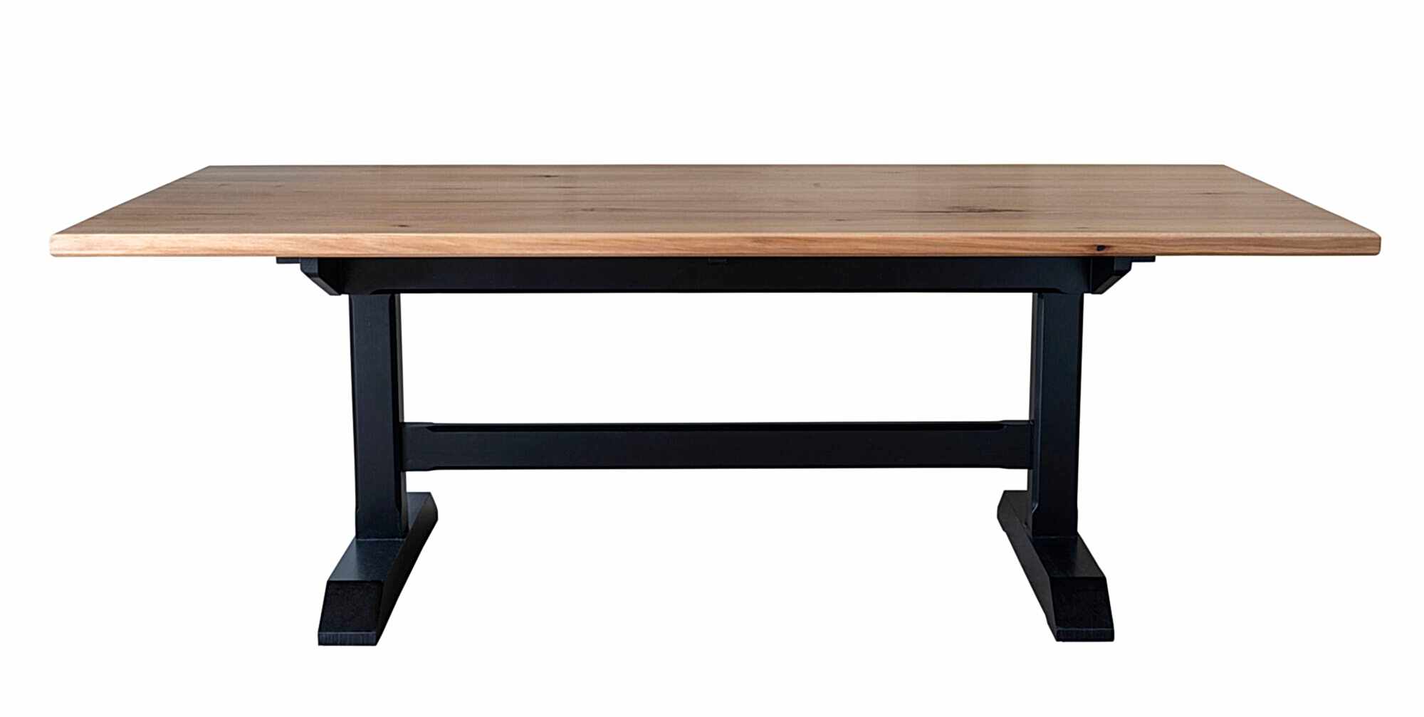 Beltana Hahn refectory dining table - wooden top and black timber leg base