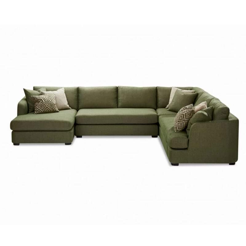 palisades modular sofas Adelaide - green fabric with wooden legs