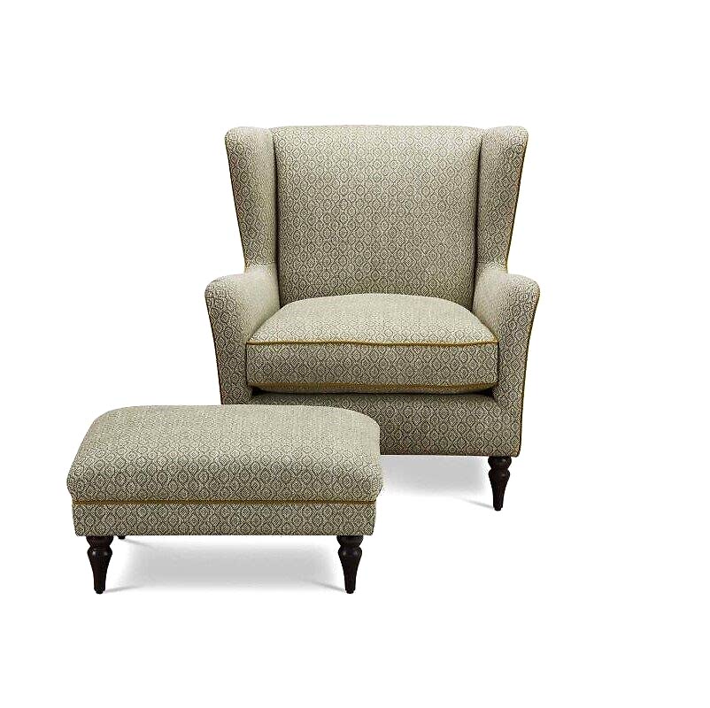 Hadleigh wing lounge chair with ottoman - fabric couches