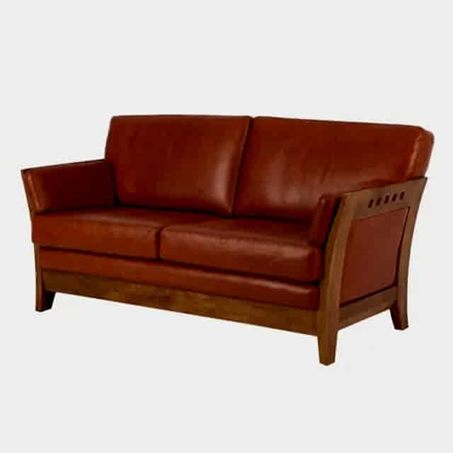 Chess Timber 2 seater leather lounge adelaide - front angle