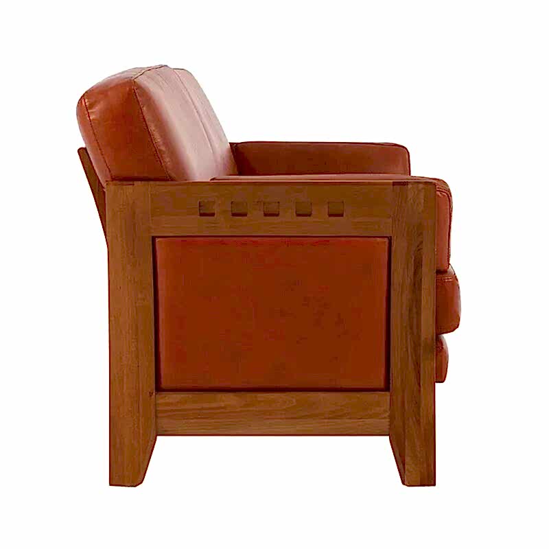Chess Timber 2 seater leather lounge adelaide - armrest detail